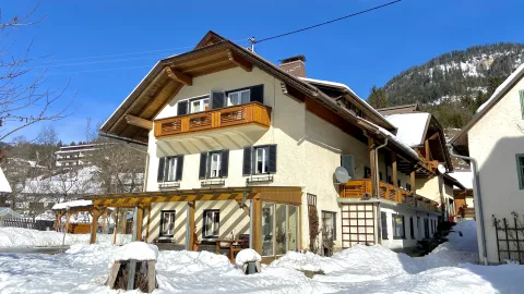 Guesthouse exterior in winter
